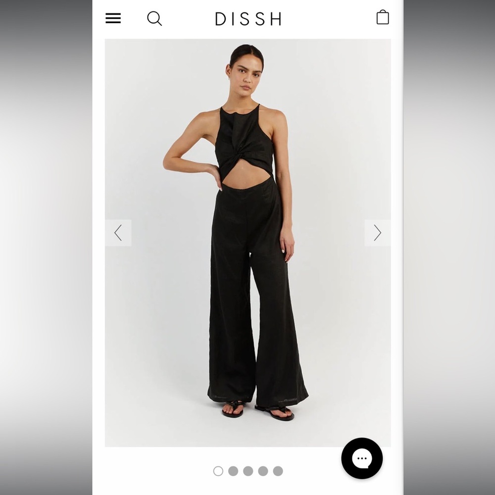 NWT DISSH Leo Black Linen Knotted Jumpsuit